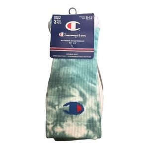 Champion Men’s Crew Socks 3-Pack – Tie Dye, White & Gray, Size 6-12, NWT